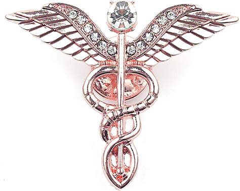 3 Color Crystal Medical Caduceus Brooch Pins Badge Brooches Lapel Pin