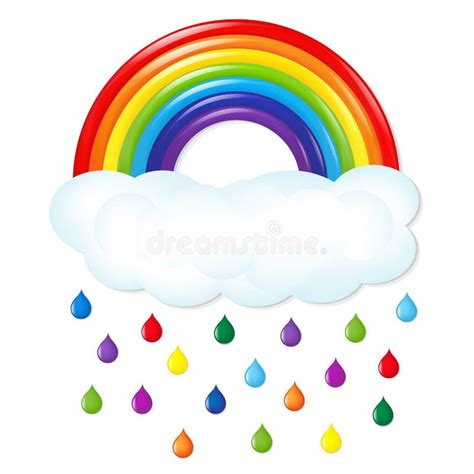 Rainbow With Rain Stock Vector Illustration Of Bright 195381481