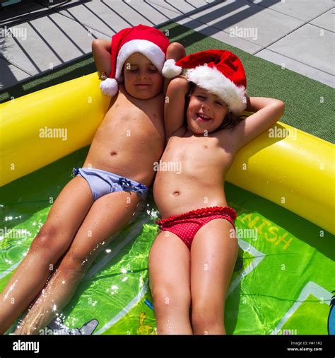 Pool Girl Bikini Trousers Santa Claus Caps Lie Air Bed Sun