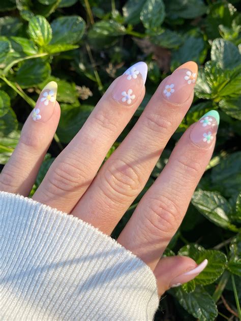 Abstract French Tip Nails In Pastel Press On Nails Rainbow Etsy