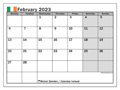 February 2023 Calendar Ireland Get Calender 2023 Update