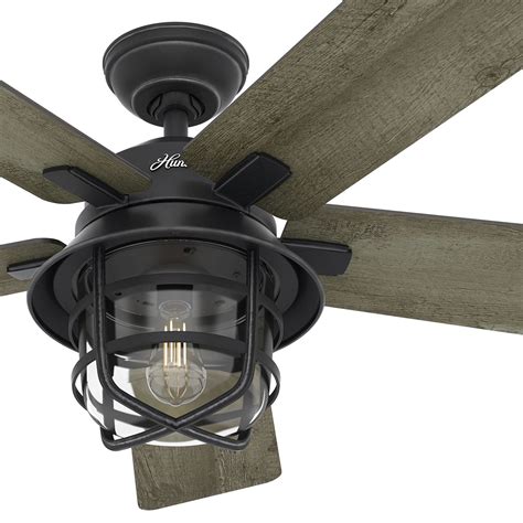 Hunter Fan 54 Weathered Zinc Outdoor Ceiling Fan With A Clear Glass