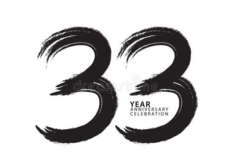 33 Year Anniversary Celebration Logotype Black Paintbrush Vector 33