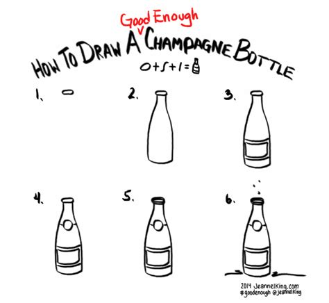 Learn how to draw 3d glass of water pictures using these outlines or print just for coloring. jeannelking.com | How to draw a Good Enough champagne bottle