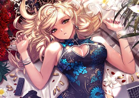 Blonde Hair Breasts Chinese Clothes Chinese Dress Cleavage