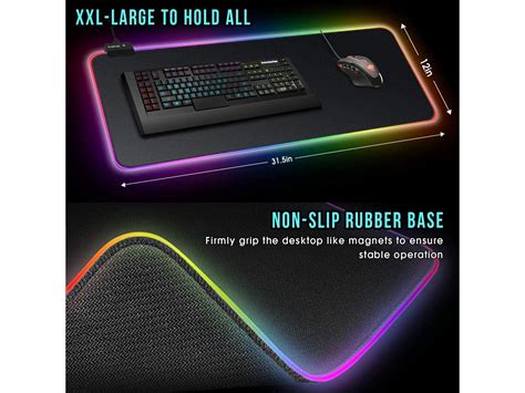 Rgb Soft Gaming Mouse Pad Large Oversized Glowing Led Extended