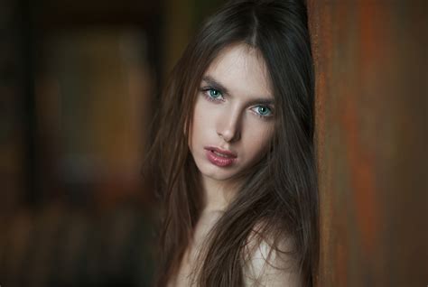 face women model portrait depth of field long hair blue eyes photography black hair