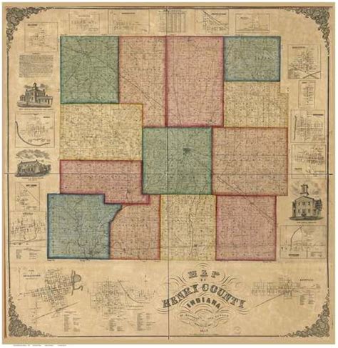 Henry County Indiana 1857 Old Map Reprint Wall Maps