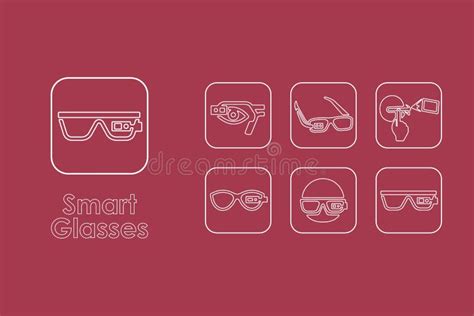 Set Of Smart Glasses Simple Icons Stock Vector Illustration Of Cyborg