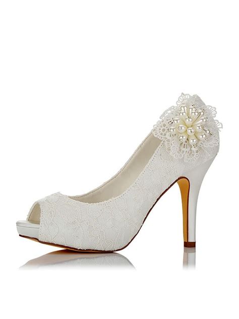 Queste scarpe si distinguono per un fiocco, elegante e chic, applicato sulla caviglia. Scarpe da sposa per tacco a tacco delle scarpe da donna Peep Toe - Bonnyin.it