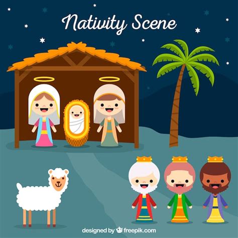 Funny Nativity Scene Free Vector