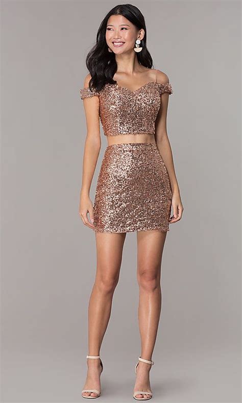 Short Sequin Off The Shoulder Homecoming Dress Homecoming Dresses