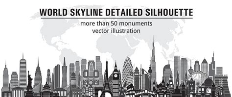 World Skyline Detailed Illustration Vector Illustration Stock