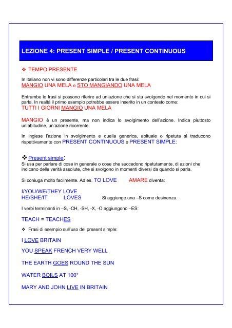 10 Frasi Present Continuous Negative - 5 Frasi Con Il Present Simple E Present Continuous