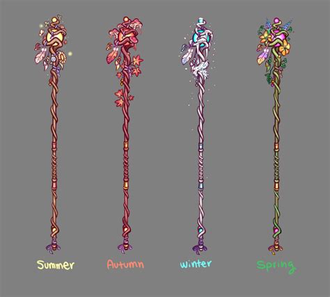 Art Season Themed Staff Dnd Weapon Concept Art Staff Magic