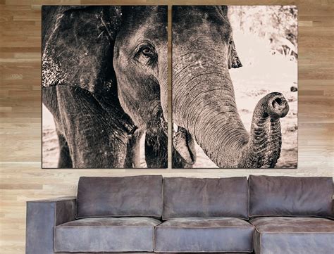 Elephant Canvas Large Wall Art Elephant Wall Art African Etsy