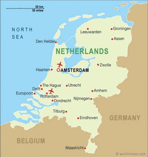 Olanda aeroporti mappa Aeroporti Olanda cartina (Europa Occidentale