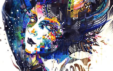 Wallpaper Face Colorful Painting Illustration Digital Art Women