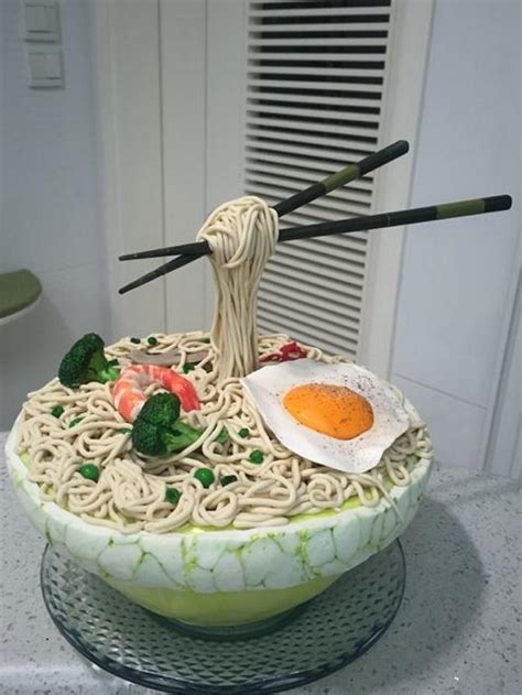 Gravity Defying Bowl Of Noodles Cake Decorated Cake By Cakesdecor