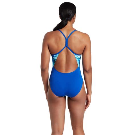 Zoggs Sprintback Womens One Piece Swimsuit Aqua Digital Sportitude