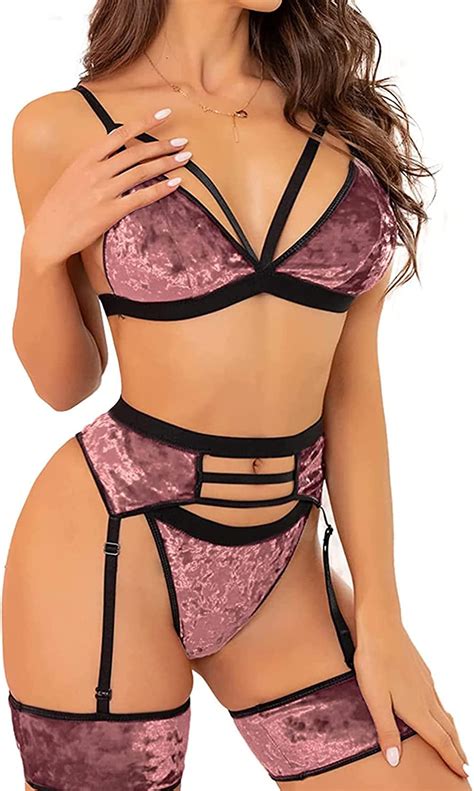 popiv women sexy lingerie strappy lace garter lingerie sets high waisted sheer mesh lingerie