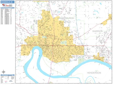 Evansville Indiana Wall Map Basic Style By Marketmaps Mapsales