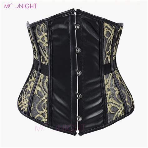 moonight 2018 red pink yellow underbust sexy corset bustier pu leather sexy lingerie corselet
