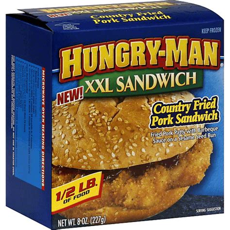 Hungry Man Xxl Sandwich Country Fried Pork Sandwich Frozen Foods