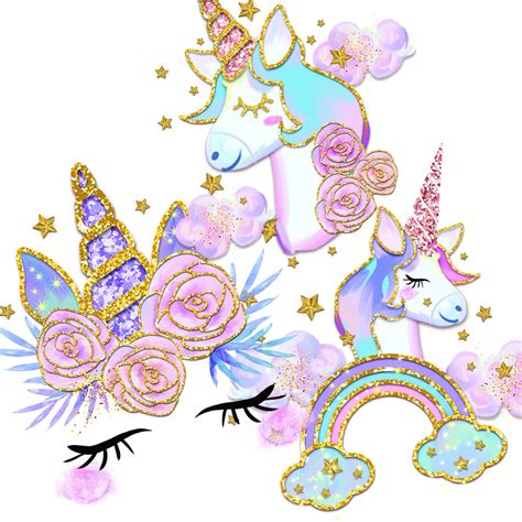 Glitter Unicorn Clipart Unicorn Clip Art Unicorn Graphics Etsy