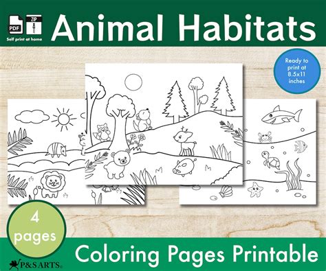 Animal Habitats Coloring Pages Printable For Toddlers And Kids