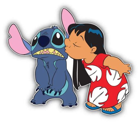 Lilo And Stitch Kiss Cartoon Sticker Bumper Decal Sizes 375