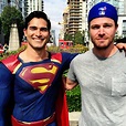 Stephen Amell Poses w/ Tyler Hoechlin in Between Filming of Supergirl ...