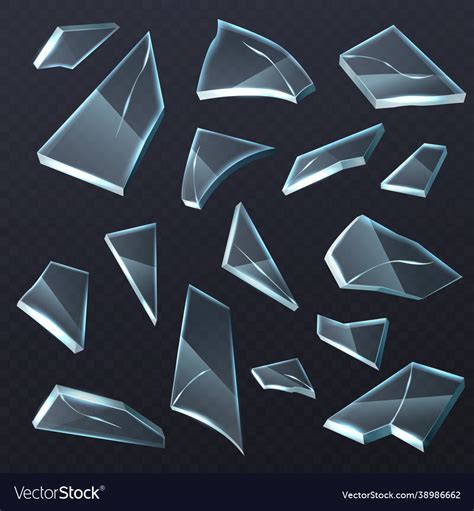 Broken Glass Shards Realistic Transparent Vector Image