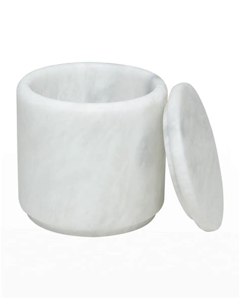 Marble Crafter Eris Collection Pearl White Marble Canister Horchow