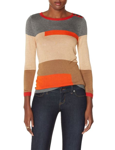 Mixed Colorblock Sweater Crew Neck Sweater The Limited Color