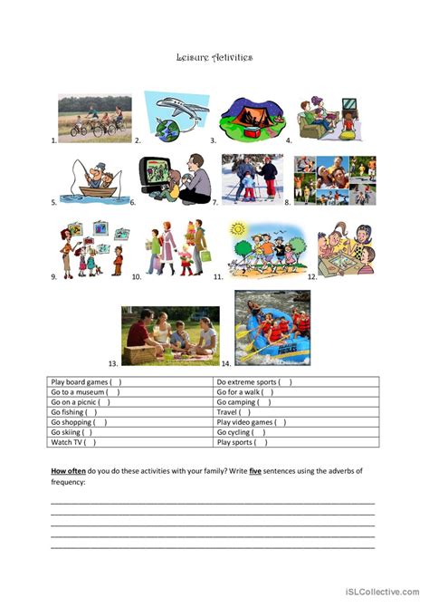 Leisure Activities English Esl Worksheets Pdf And Doc