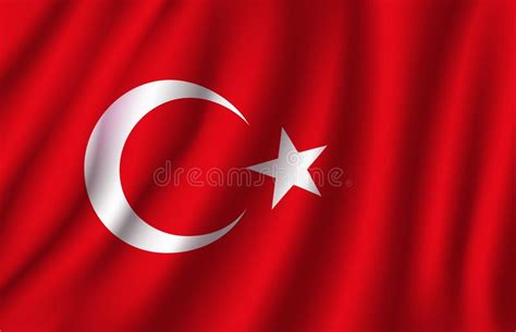 Red flag with a white crescent and star. Turkisk Flagga - Republiken Turkiet Vektor Illustrationer ...