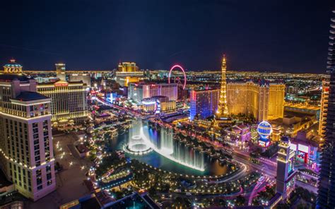 Las Vegas City In Nevada North America Night Landscape View Air Hd Wallpape X