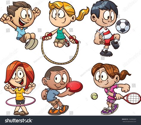 Cartoon Kids Playing Vector Clip Art Stock Vector