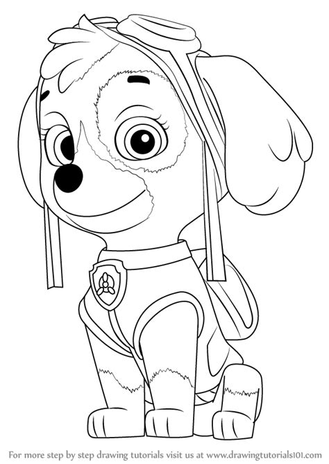 Learn How To Draw Skye From Paw Patrol Paw Patrol Step By Step