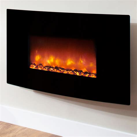 Be Modern Orlando Curved Black Glass Electric Fire Uk