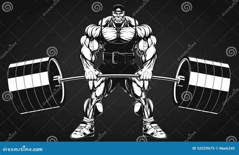 Bodybuilder With A Barbell Stock Vector Illustration Of Design 52329673