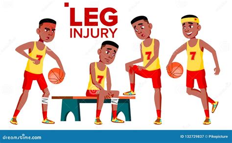 Seating Basketball Sportsman Athlete With Leg Injury Vector Isolated