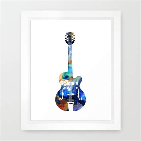 Vintage Guitar Colorful Abstract Musical Instrument Framed Art Print