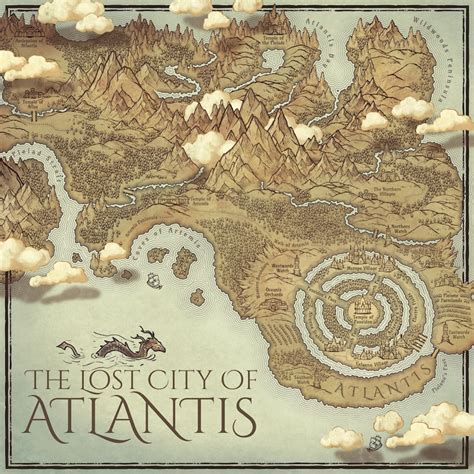 Atlantis Map Print Digital Download Atlantis Art Square Etsy Australia