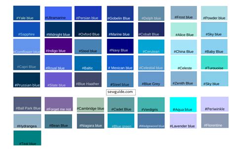 Blue Color Names Palette