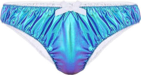 Men Sissy G String Men Wet Look Satin Panties Pouch Maid Briefs Crossdress Underwear Clothing