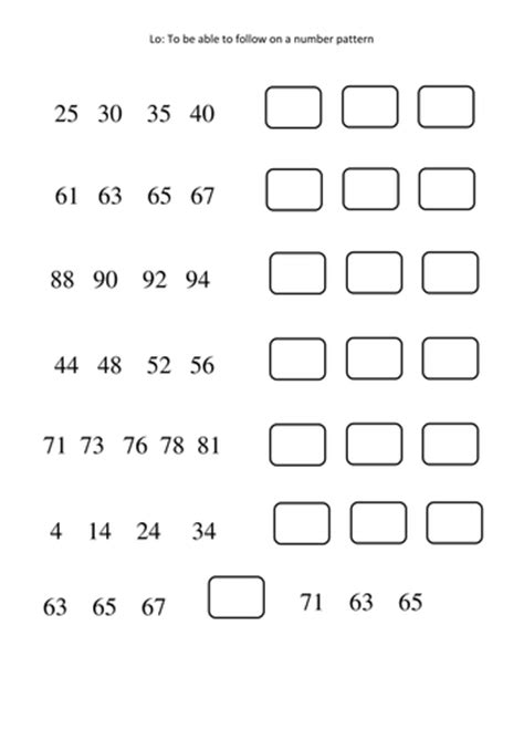 Grade 1 Number Patterns Worksheets Numbersworksheetcom Grade 1