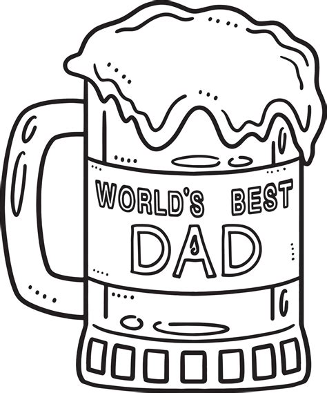 Fathers Day Worlds Best Dad Isolated Coloring Page 17584553 Vector Art