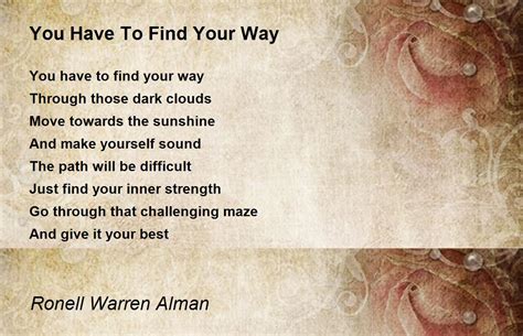 You Have To Find Your Way By Ronell Warren Alman You Have To Find